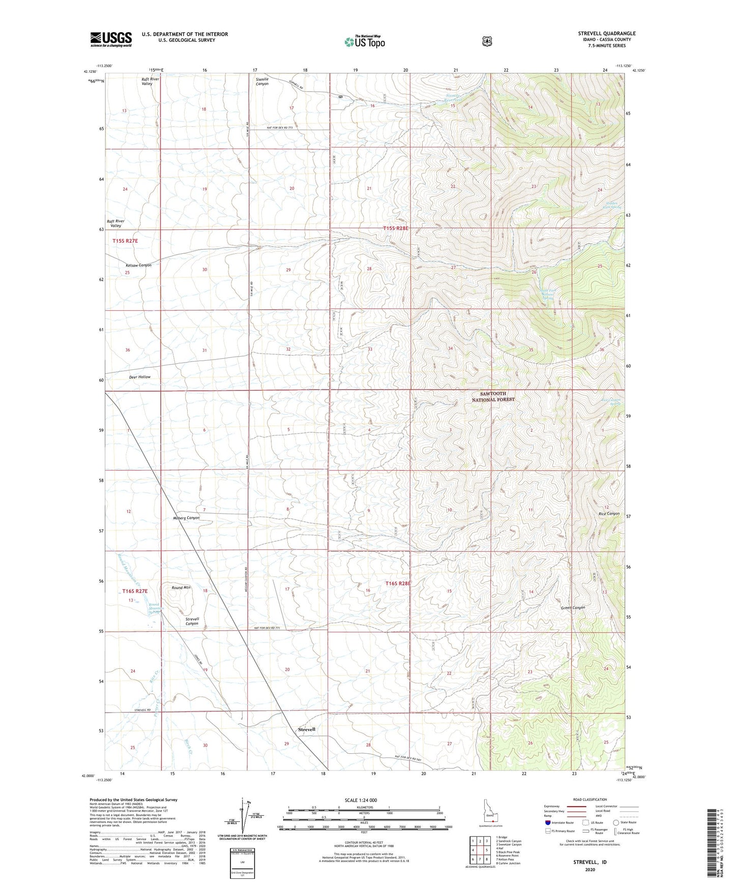Strevell Idaho US Topo Map Image