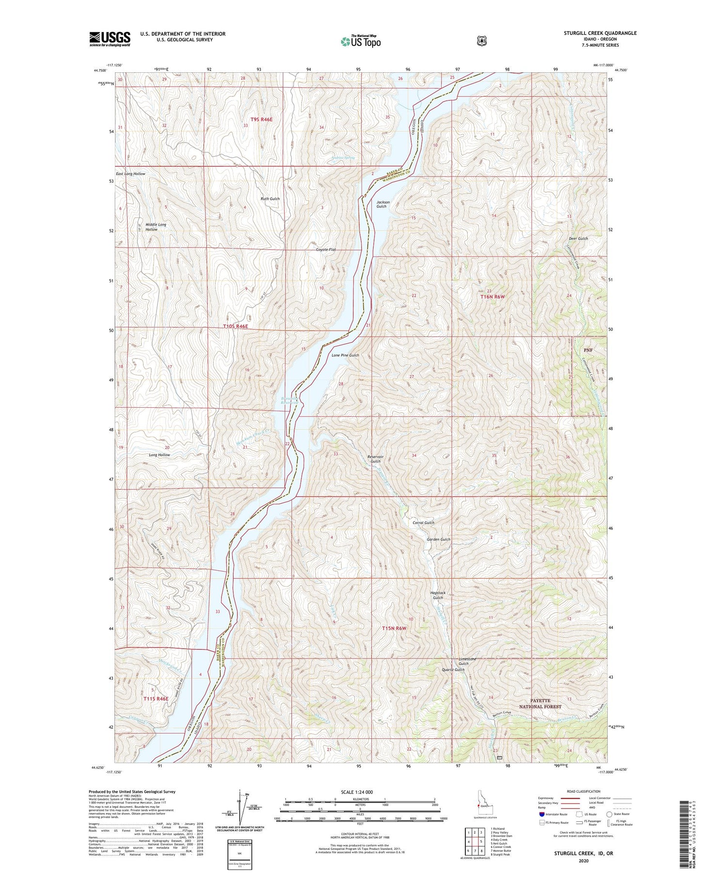Sturgill Creek Idaho US Topo Map Image