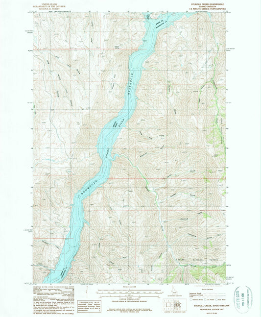 Classic USGS Sturgill Creek Idaho 7.5'x7.5' Topo Map Image