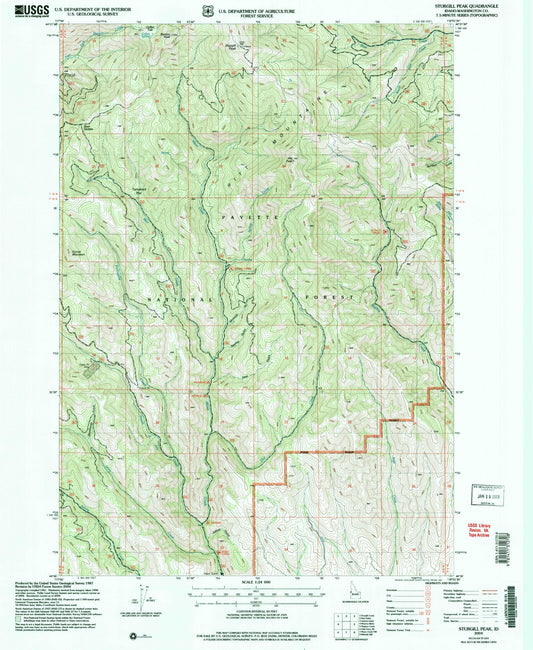 Classic USGS Sturgill Peak Idaho 7.5'x7.5' Topo Map Image