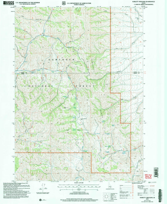 Classic USGS Sublett Troughs Idaho 7.5'x7.5' Topo Map Image