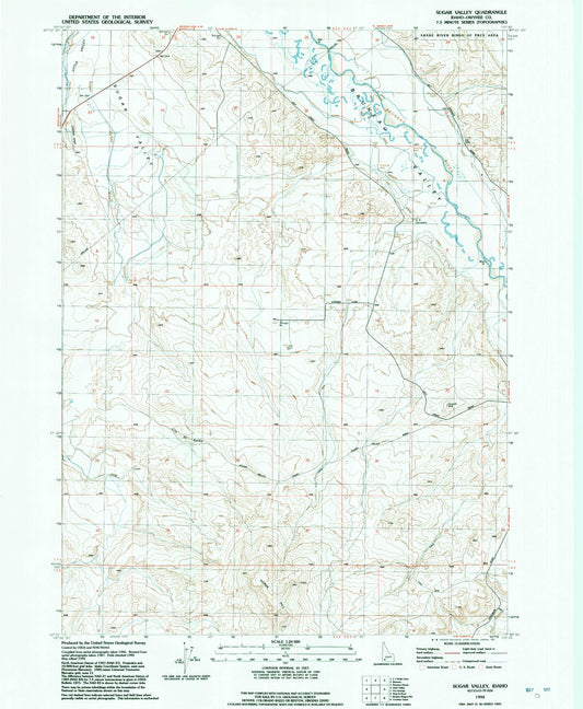 Classic USGS Sugar Valley Idaho 7.5'x7.5' Topo Map Image