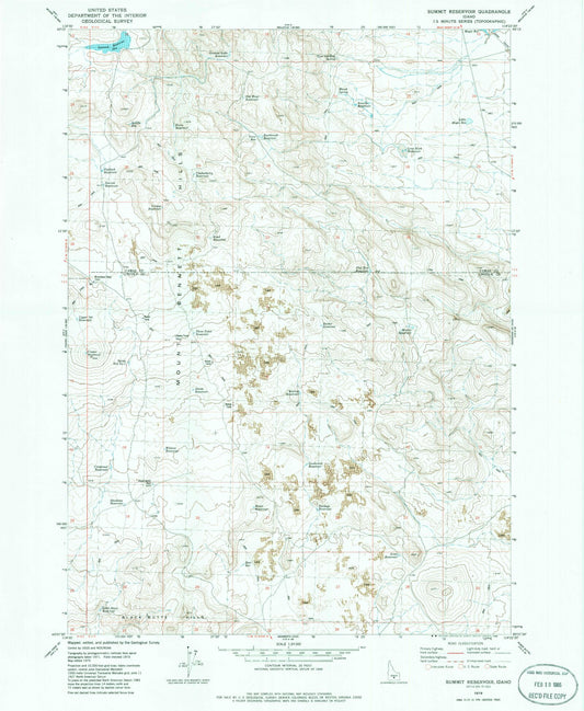 Classic USGS Summit Reservoir Idaho 7.5'x7.5' Topo Map Image