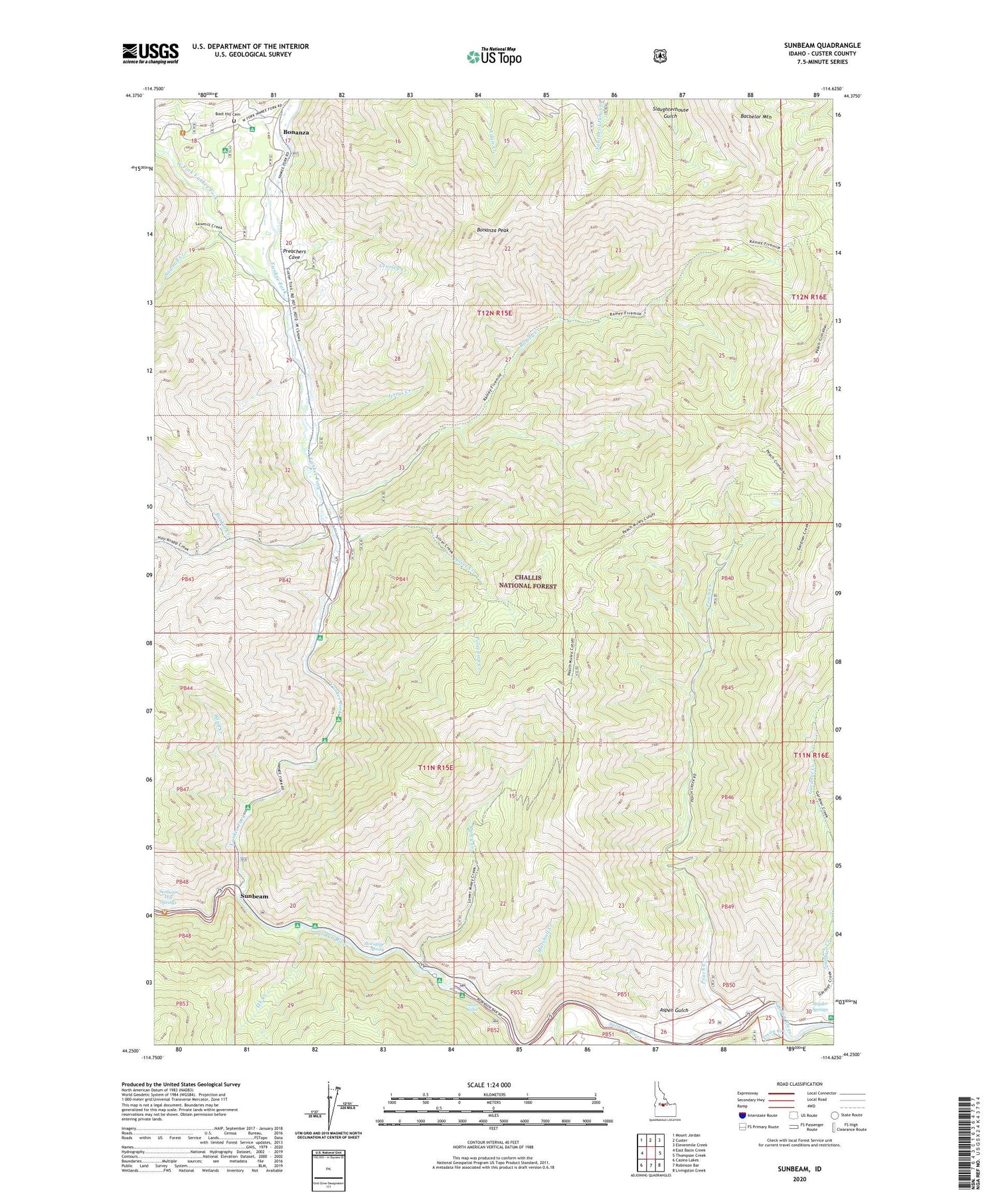 Sunbeam Idaho US Topo Map Image