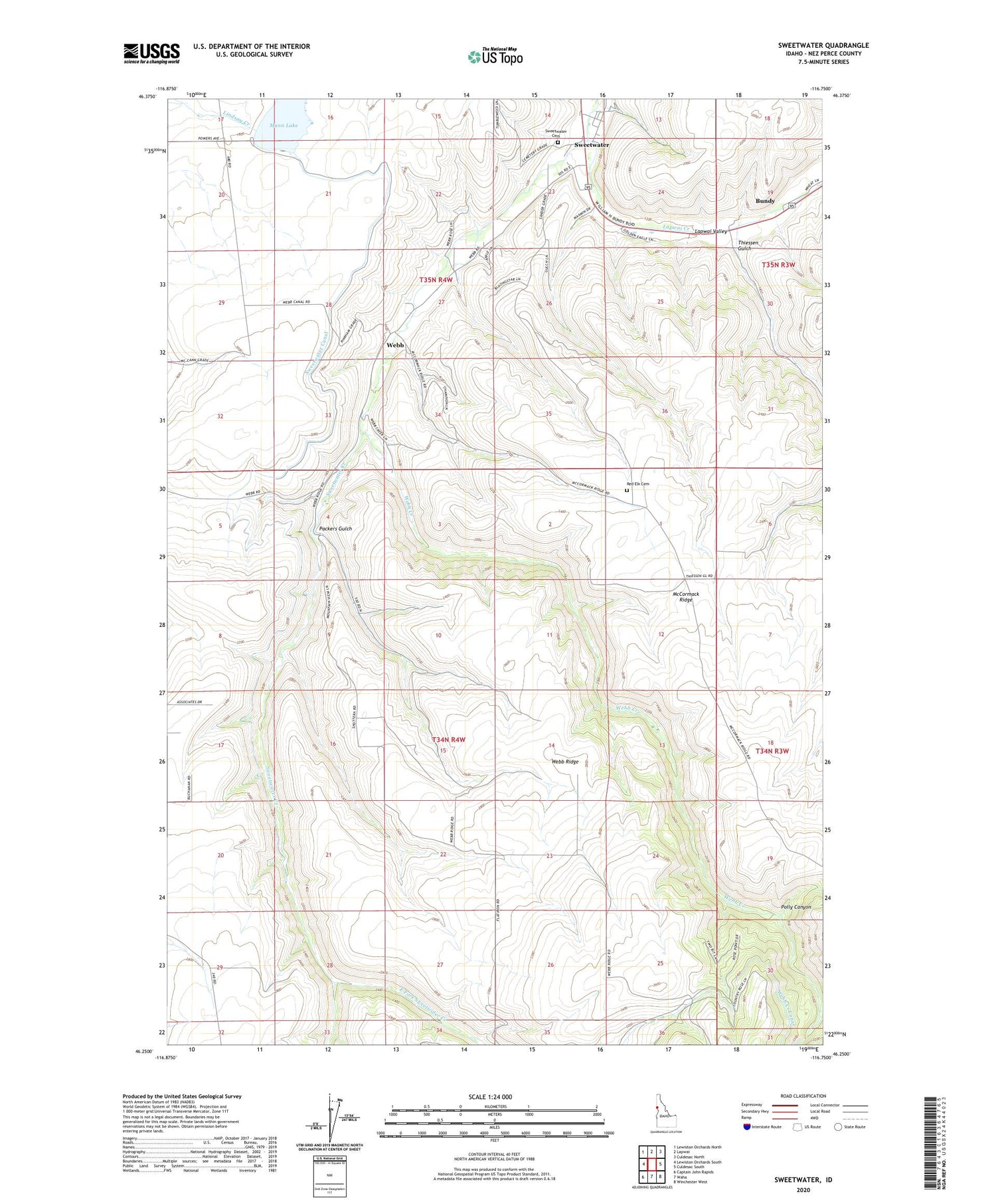Sweetwater Idaho US Topo Map Image