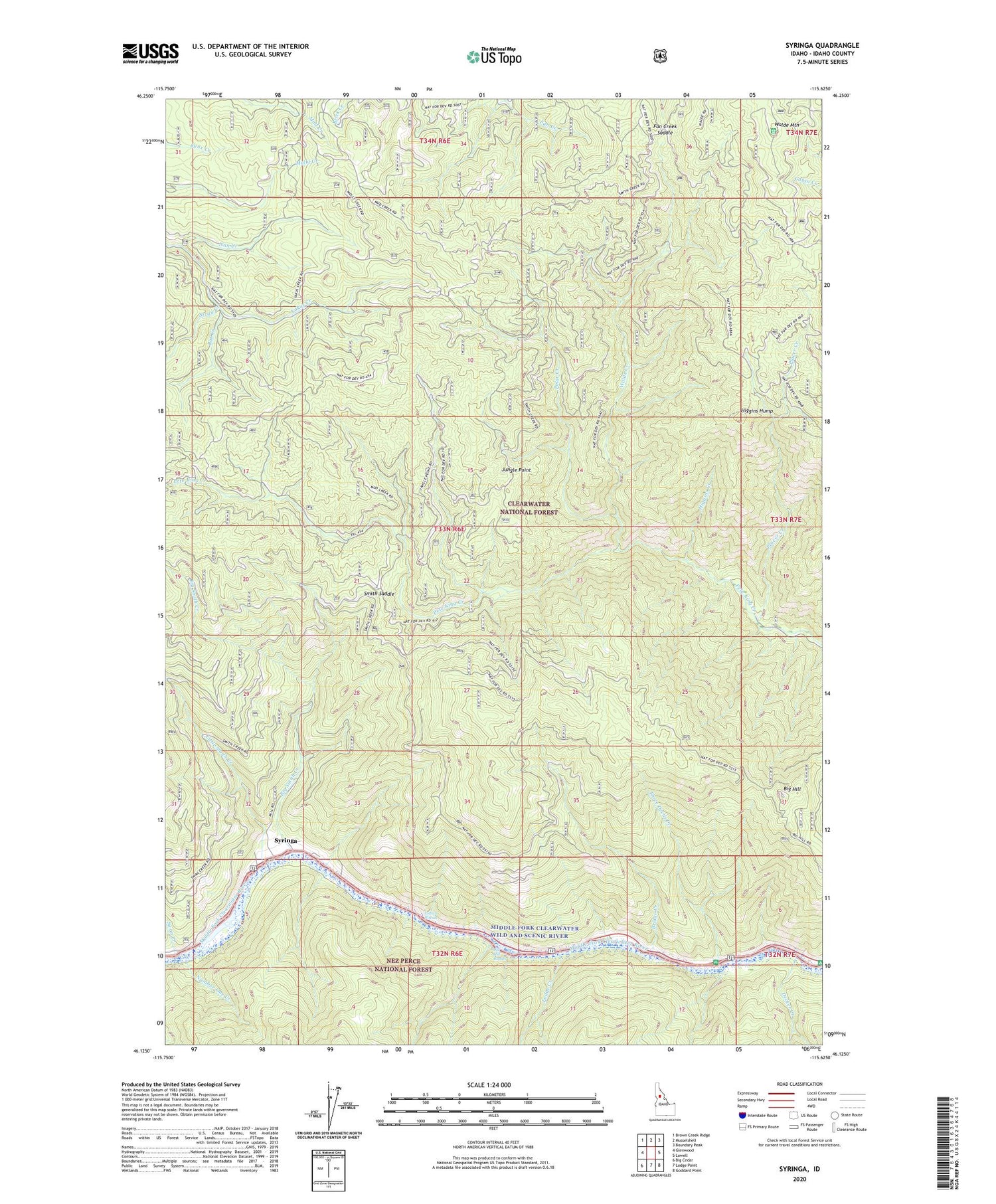 Syringa Idaho US Topo Map Image