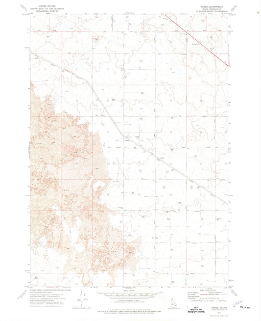 Classic USGS Taber Idaho 7.5'x7.5' Topo Map Image