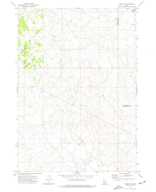 Classic USGS Taber NE Idaho 7.5'x7.5' Topo Map Image