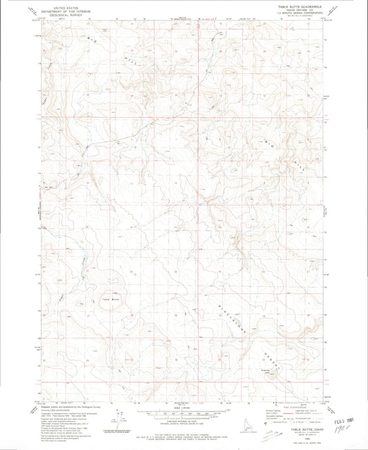 Classic USGS Table Butte Idaho 7.5'x7.5' Topo Map Image