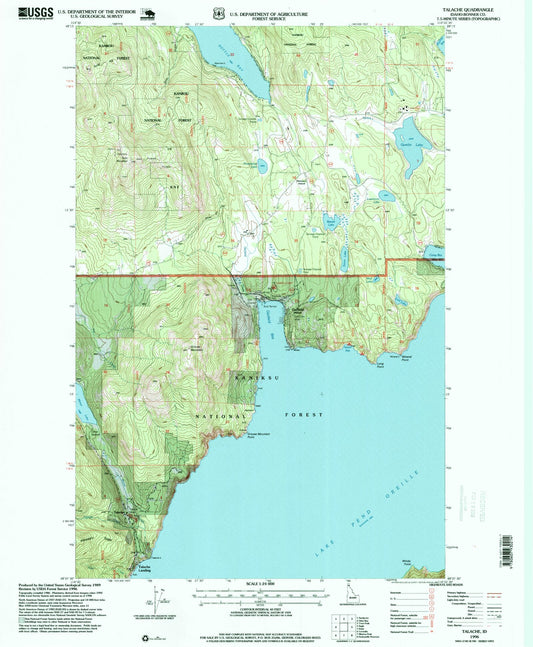 Classic USGS Talache Idaho 7.5'x7.5' Topo Map Image