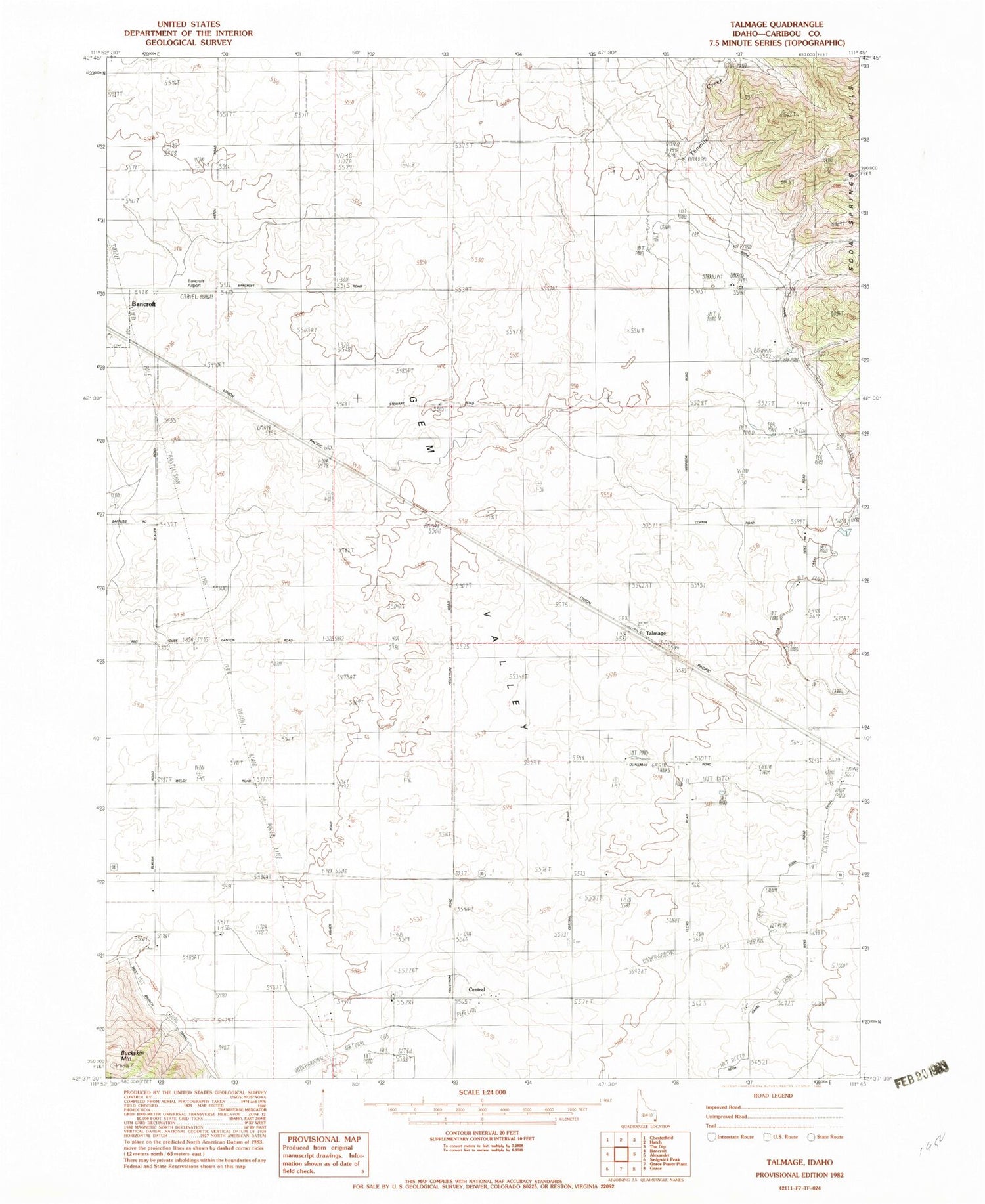 Classic USGS Talmage Idaho 7.5'x7.5' Topo Map Image