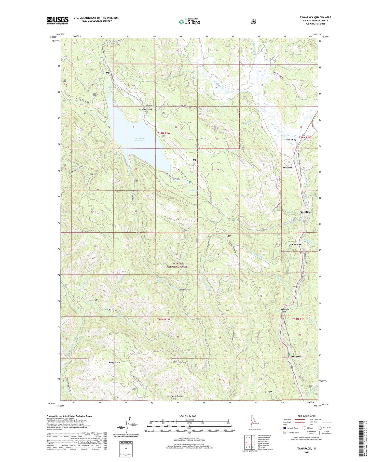 Tamarack Idaho US Topo Map Image
