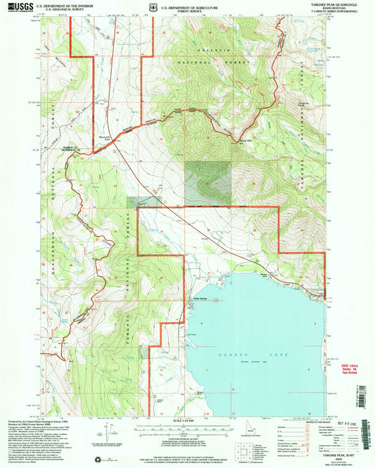 Classic USGS Targhee Peak Idaho 7.5'x7.5' Topo Map Image