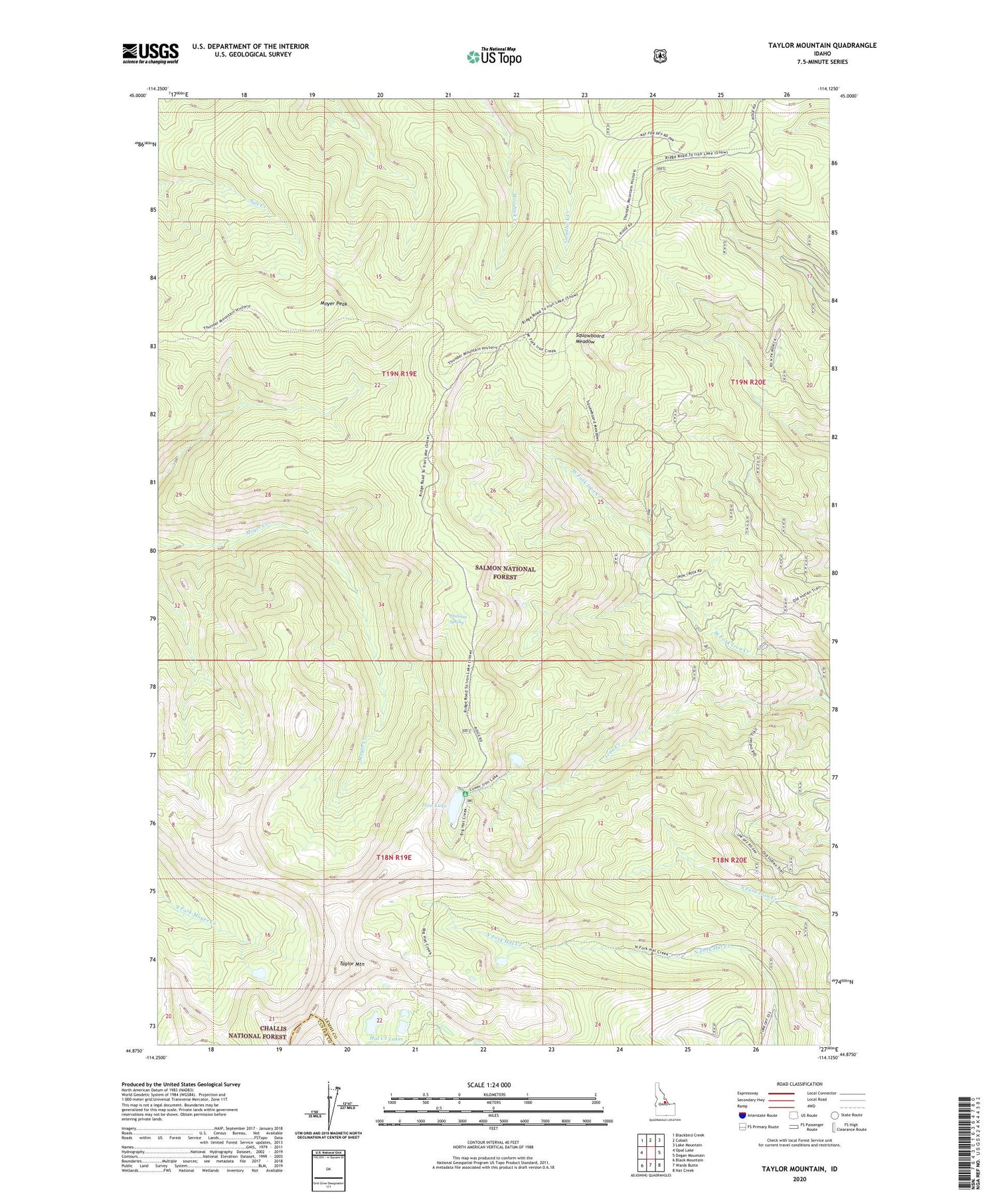 Taylor Mountain Idaho US Topo Map Image