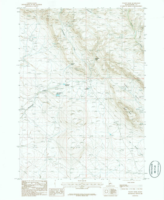 Classic USGS Teapot Dome Idaho 7.5'x7.5' Topo Map Image