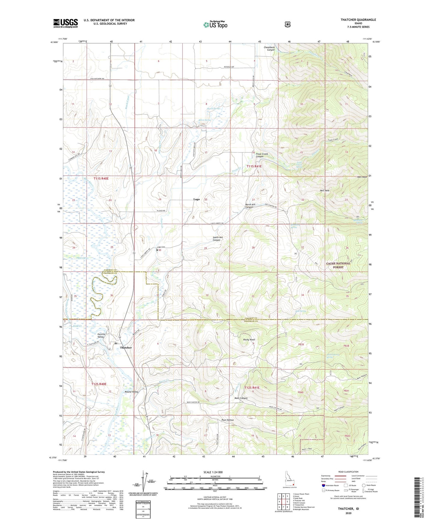 Thatcher Idaho US Topo Map Image