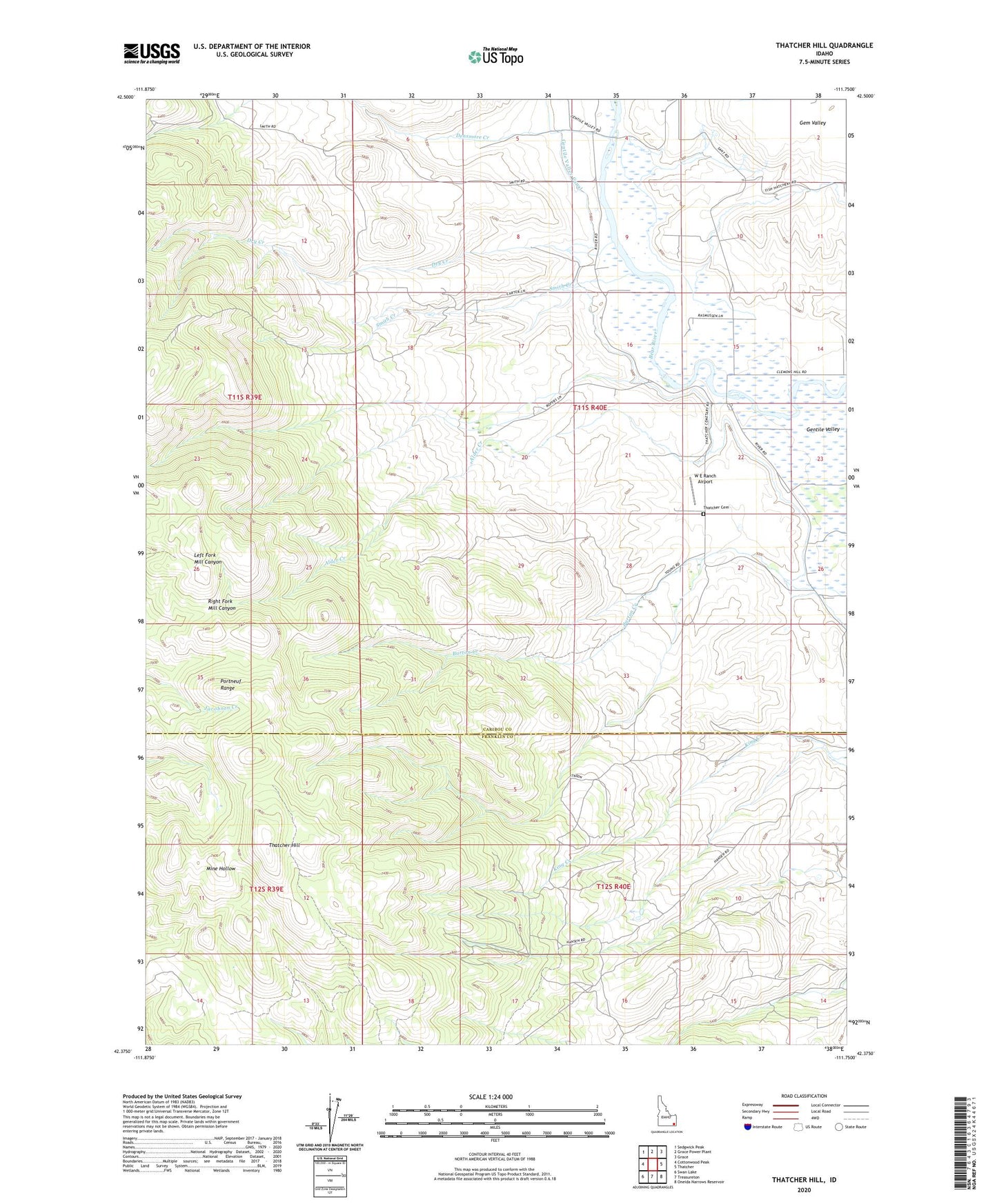 Thatcher Hill Idaho US Topo Map Image