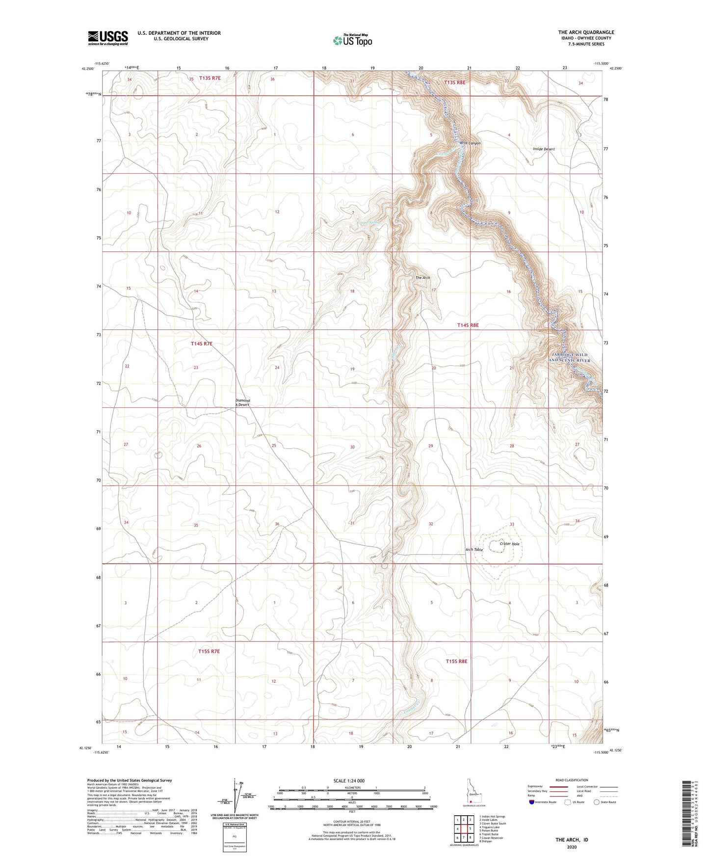 The Arch Idaho US Topo Map Image