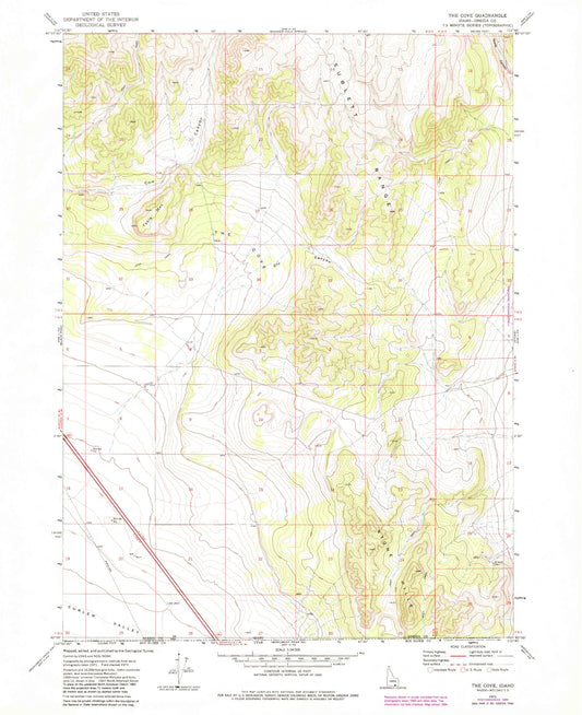 Classic USGS The Cove Idaho 7.5'x7.5' Topo Map Image