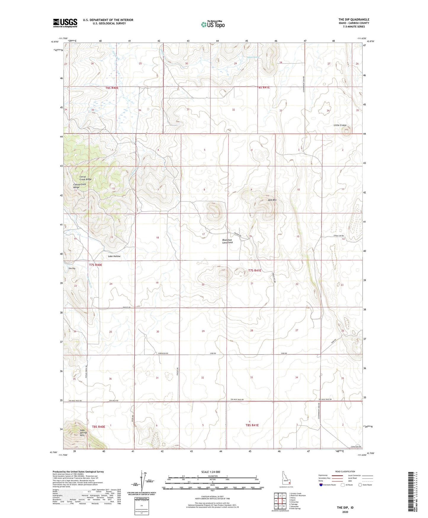 The Dip Idaho US Topo Map Image