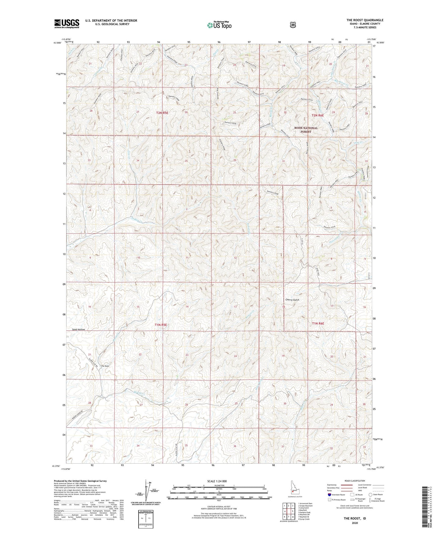 The Roost Idaho US Topo Map Image