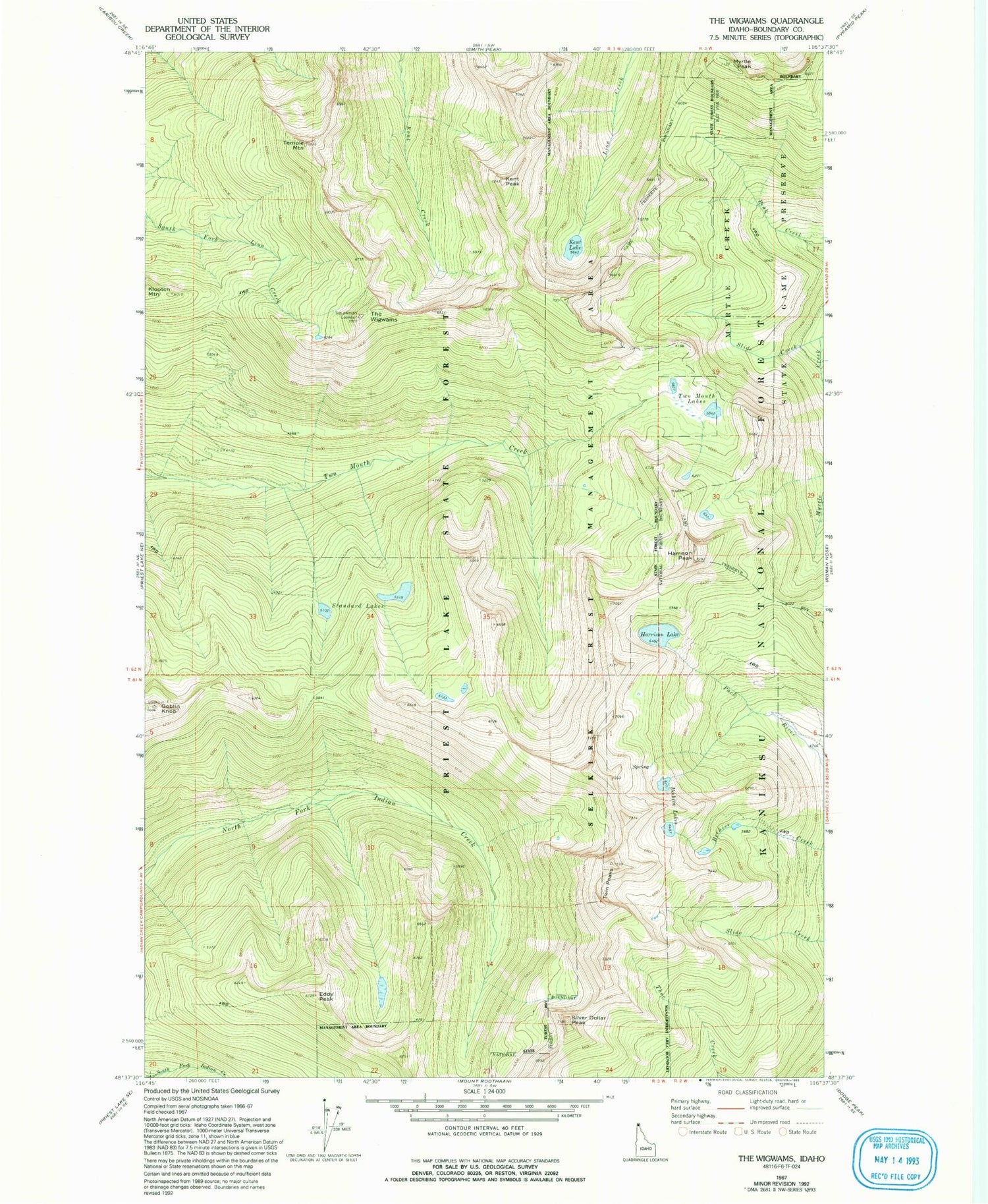 Classic USGS The Wigwams Idaho 7.5'x7.5' Topo Map Image
