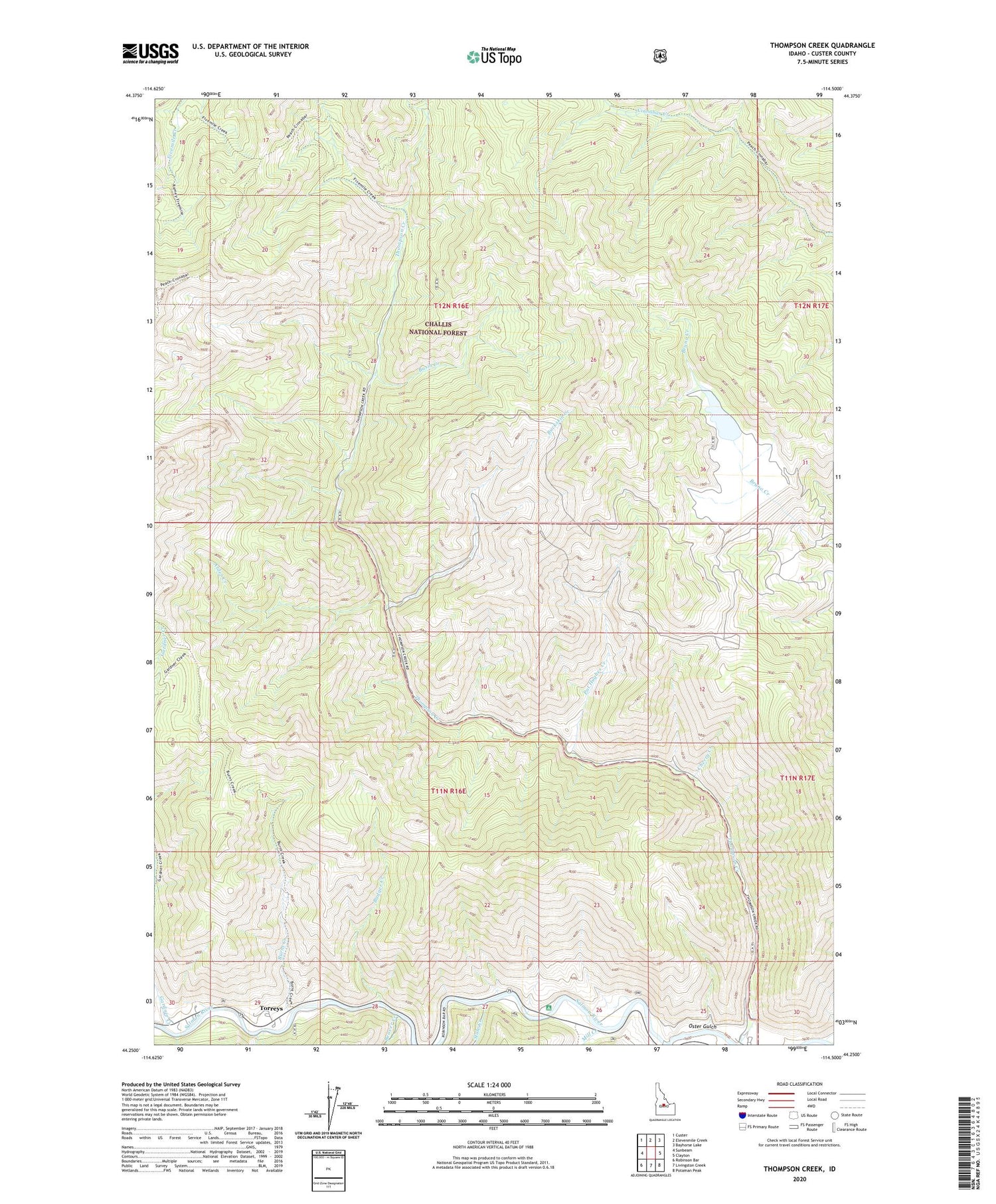 Thompson Creek Idaho US Topo Map Image