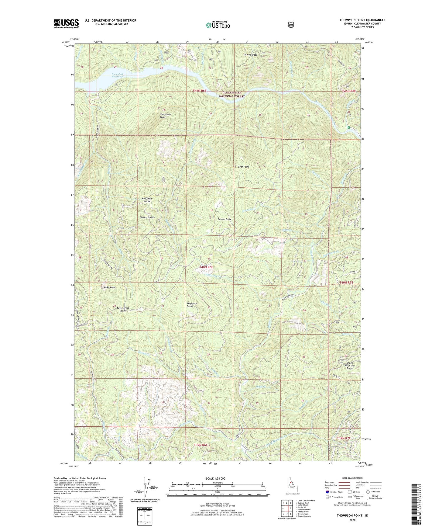 Thompson Point Idaho US Topo Map Image