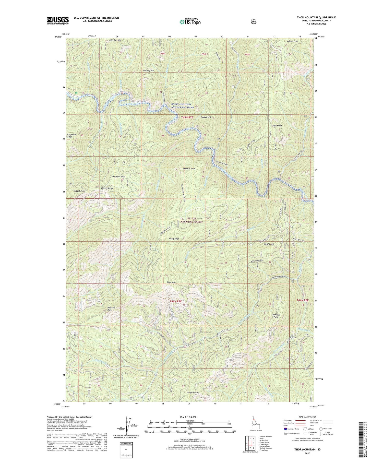 Thor Mountain Idaho US Topo Map Image