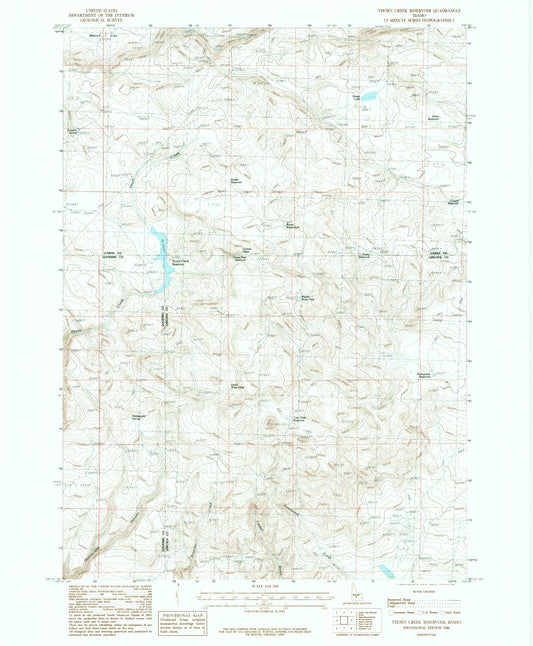 Classic USGS Thorn Creek Reservoir Idaho 7.5'x7.5' Topo Map Image
