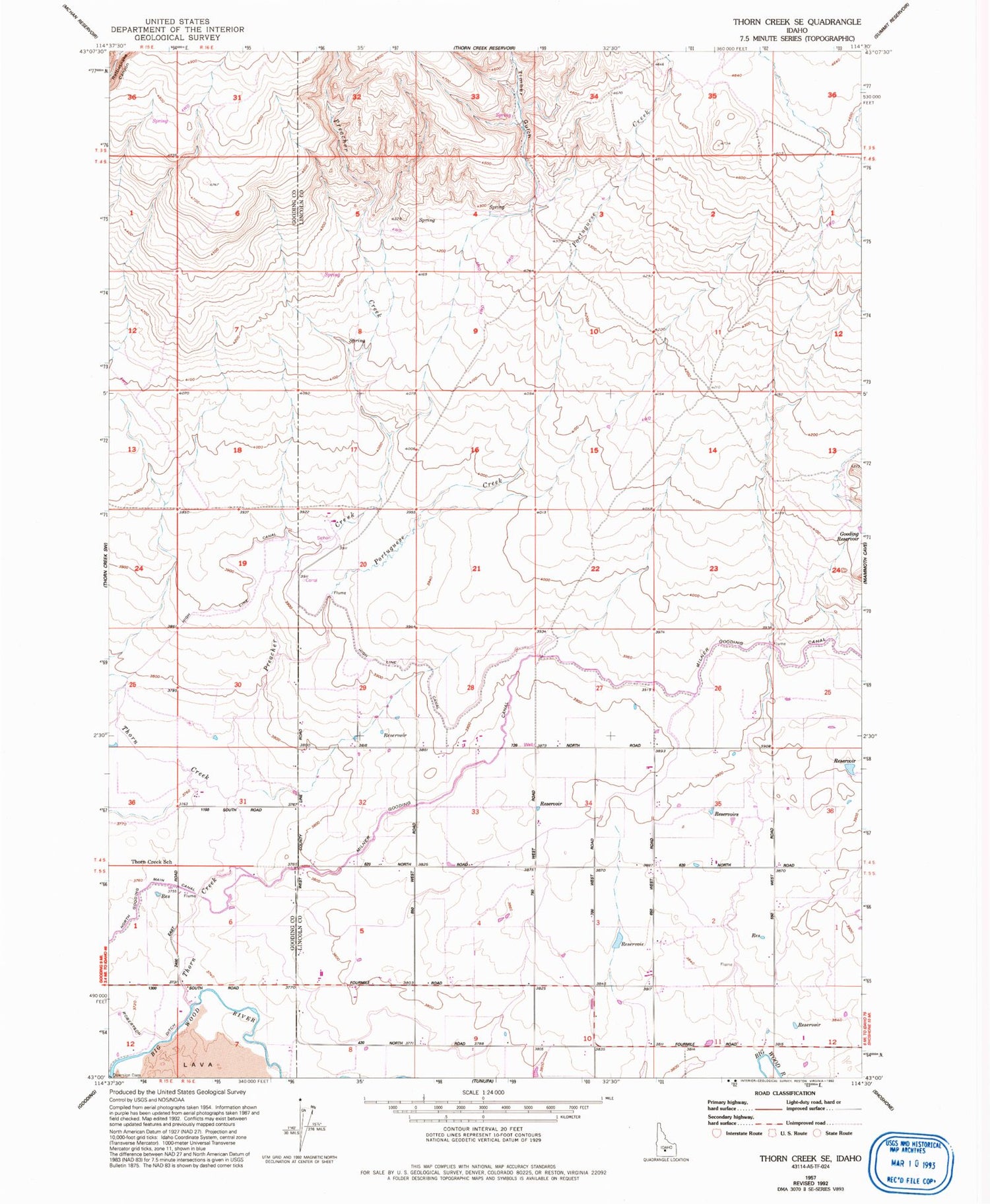 Classic USGS Thorn Creek SE Idaho 7.5'x7.5' Topo Map Image