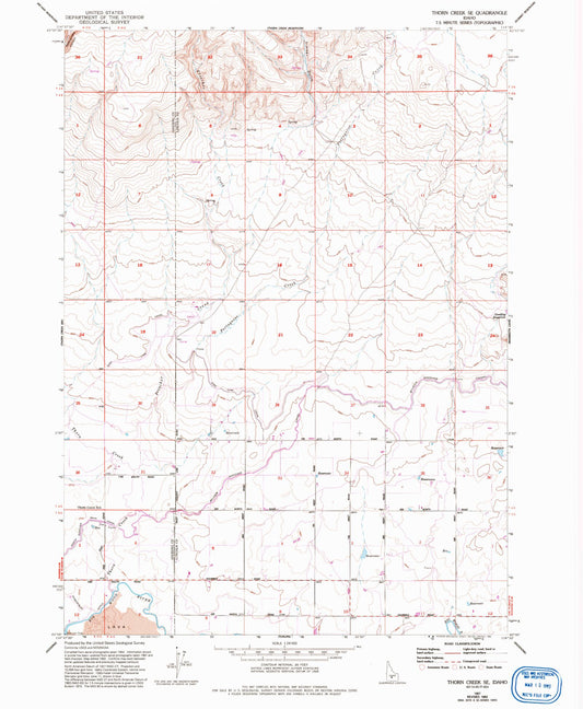 Classic USGS Thorn Creek SE Idaho 7.5'x7.5' Topo Map Image