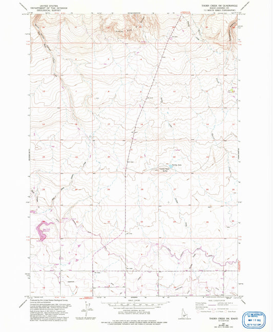 Classic USGS Thorn Creek SW Idaho 7.5'x7.5' Topo Map Image