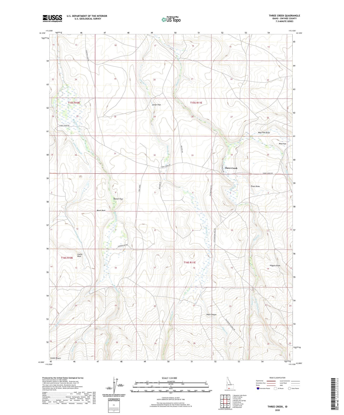 Three Creek Idaho US Topo Map Image