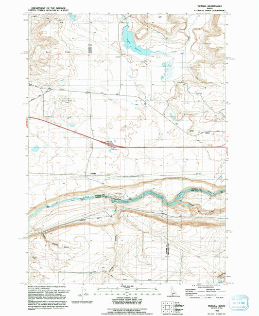 Classic USGS Ticeska Idaho 7.5'x7.5' Topo Map Image