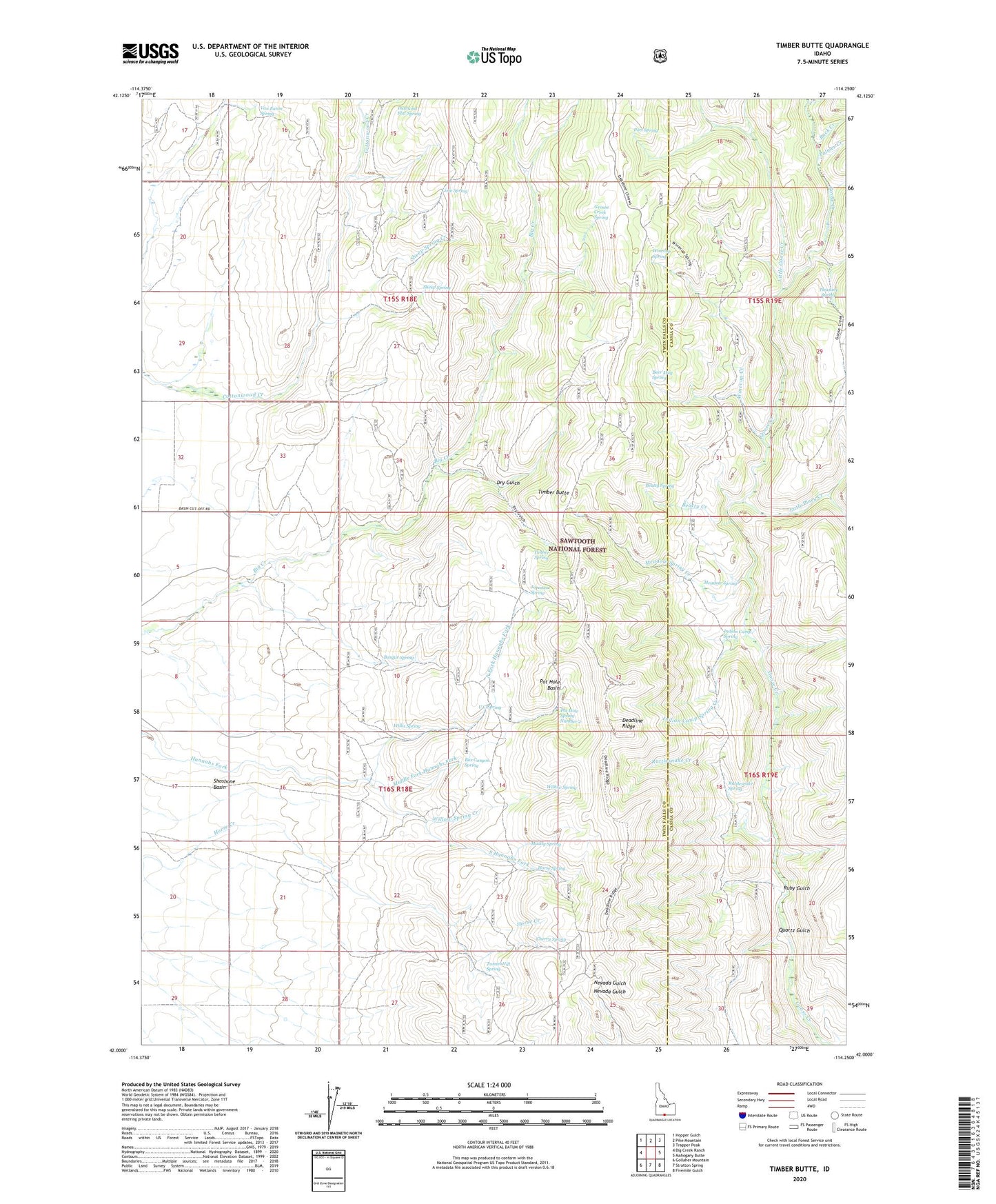 Timber Butte Idaho US Topo Map Image