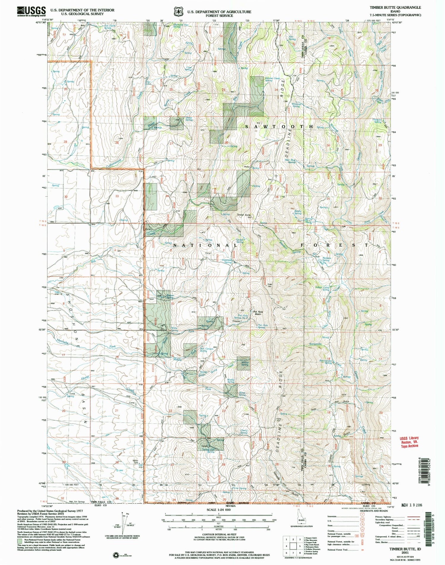 Classic USGS Timber Butte Idaho 7.5'x7.5' Topo Map Image