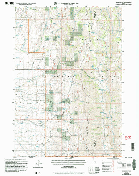 Classic USGS Timber Butte Idaho 7.5'x7.5' Topo Map Image