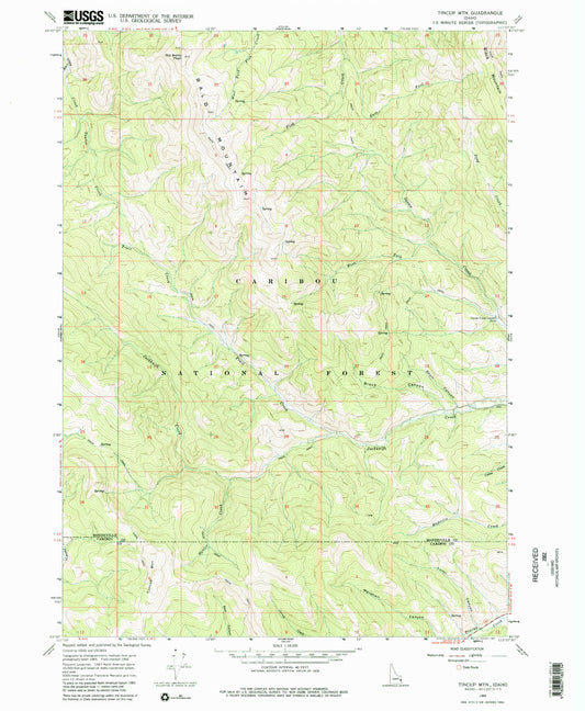 USGS Classic Tincup Mountain Idaho 7.5'x7.5' Topo Map Image