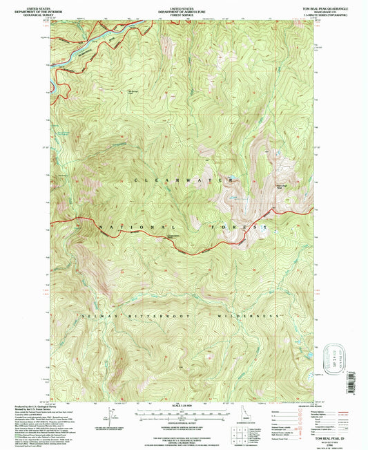 Classic USGS Tom Beal Peak Idaho 7.5'x7.5' Topo Map Image
