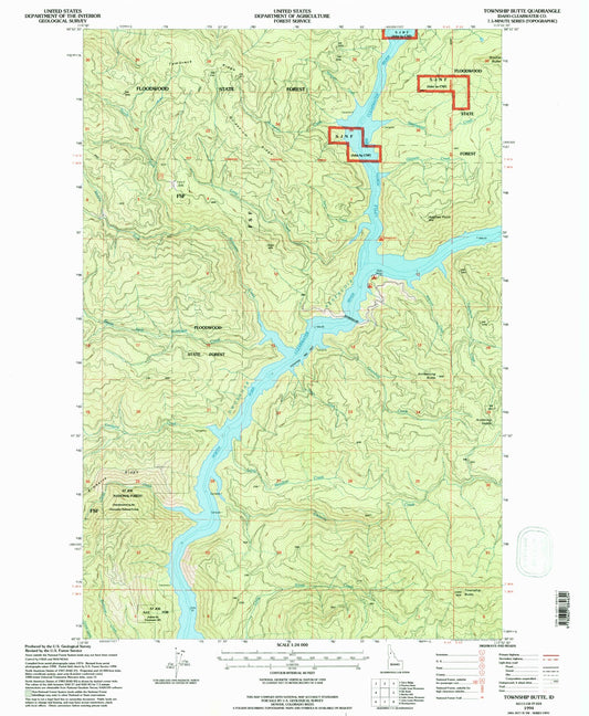 Classic USGS Township Butte Idaho 7.5'x7.5' Topo Map Image