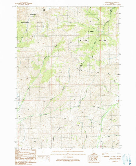 Classic USGS Trail Creek Idaho 7.5'x7.5' Topo Map Image