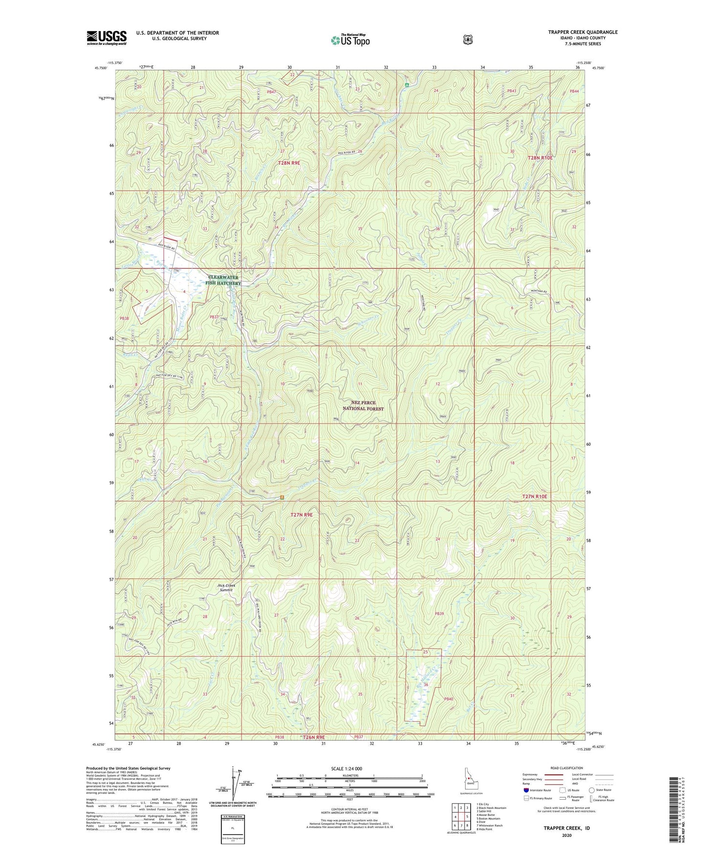 Trapper Creek Idaho US Topo Map Image