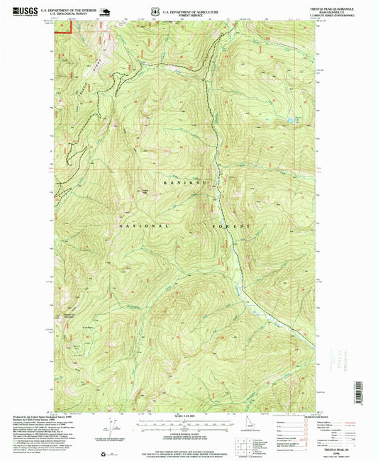 Classic USGS Trestle Peak Idaho 7.5'x7.5' Topo Map Image