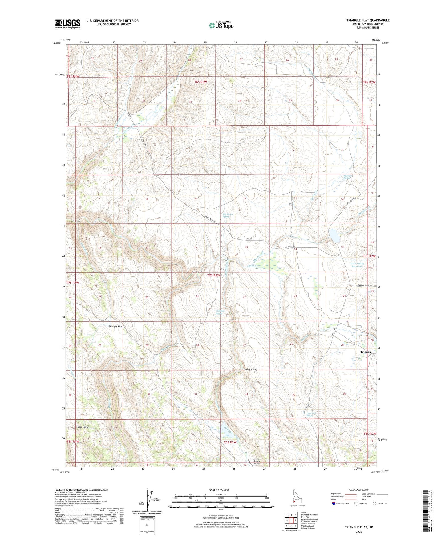 Triangle Flat Idaho US Topo Map Image