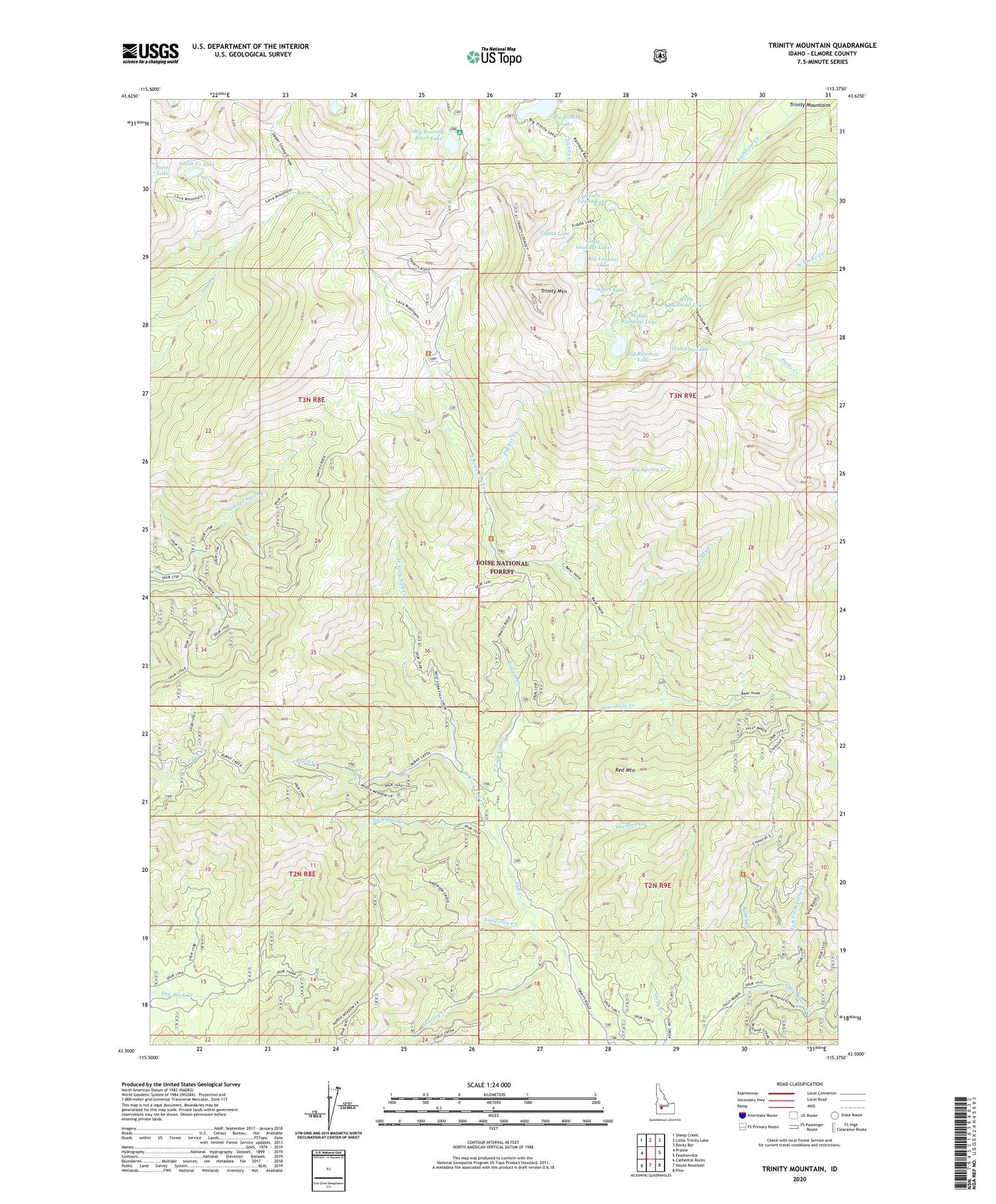 Trinity Mountain Idaho US Topo Map Image