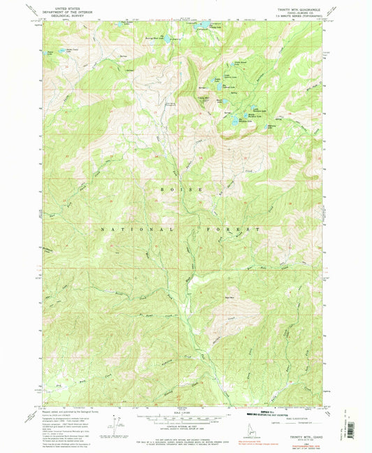 Classic USGS Trinity Mountain Idaho 7.5'x7.5' Topo Map Image