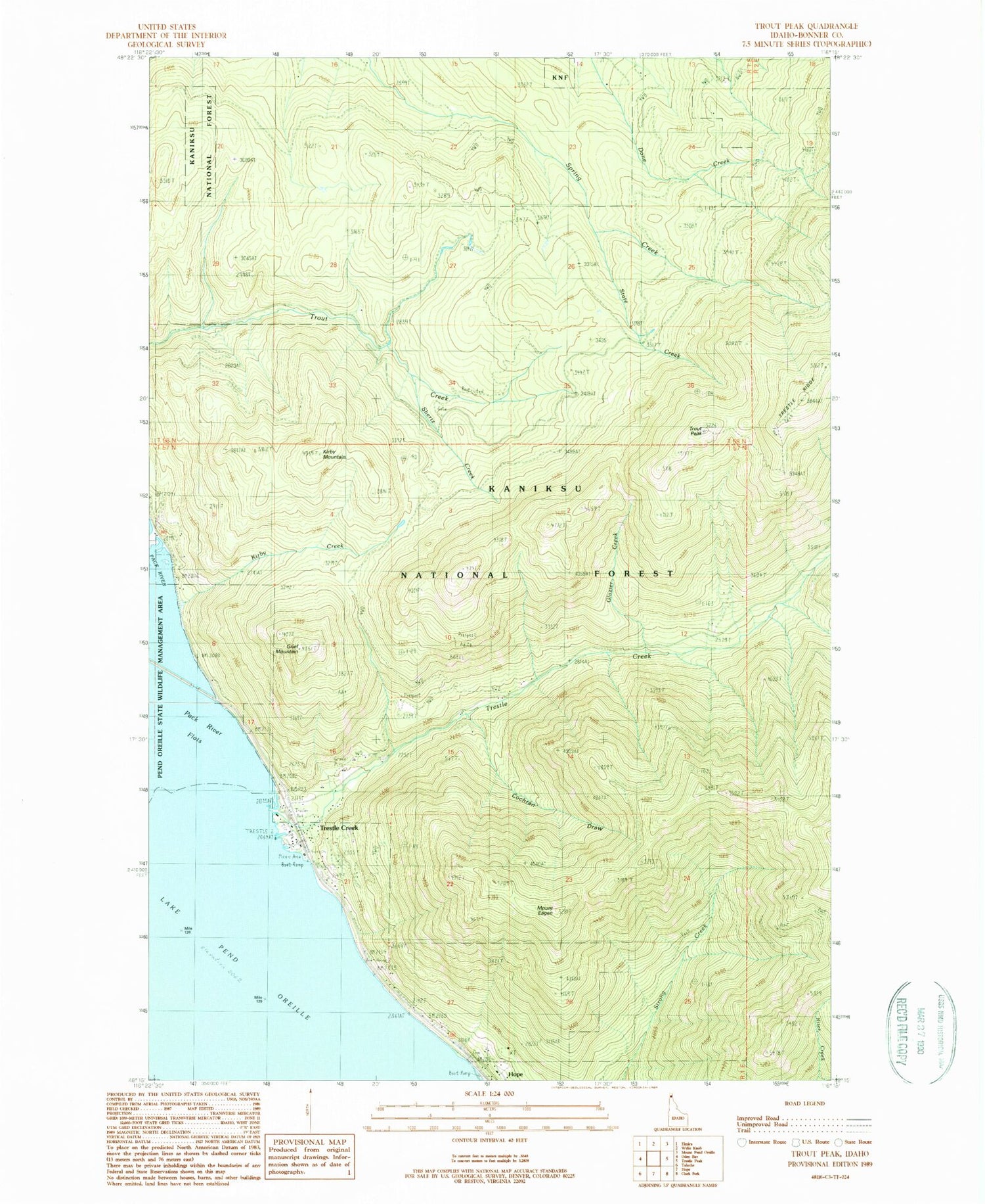 Classic USGS Trout Peak Idaho 7.5'x7.5' Topo Map Image