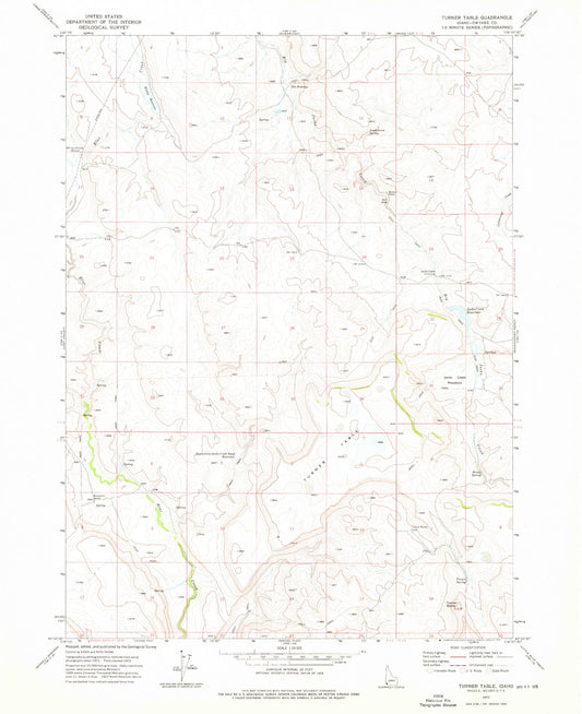 Classic USGS Turner Table Idaho 7.5'x7.5' Topo Map Image
