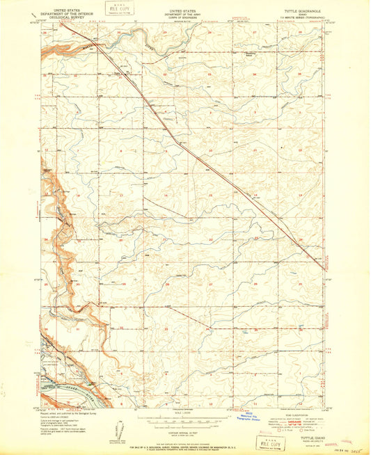 Classic USGS Tuttle Idaho 7.5'x7.5' Topo Map Image